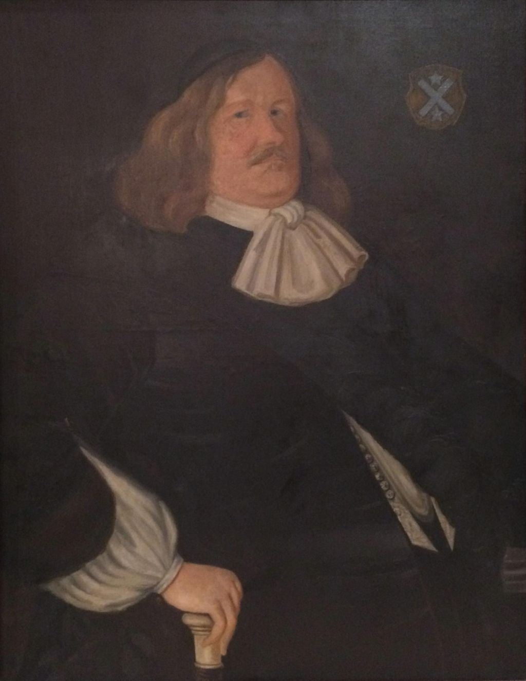 målning föreställande en man i halvlångt hår och eleganta 1600-talskläder